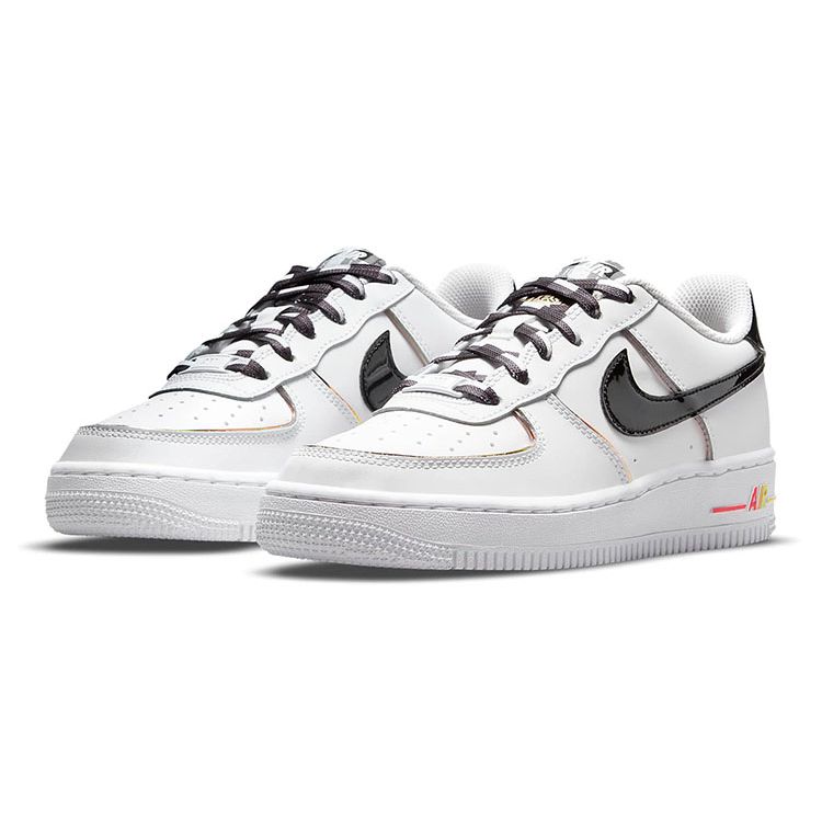 Nike Air Force 1 '07 LV8 GS Fresh White Black Bright Crimson Light Voltage Yellow Metallic Gold DJ5528-100