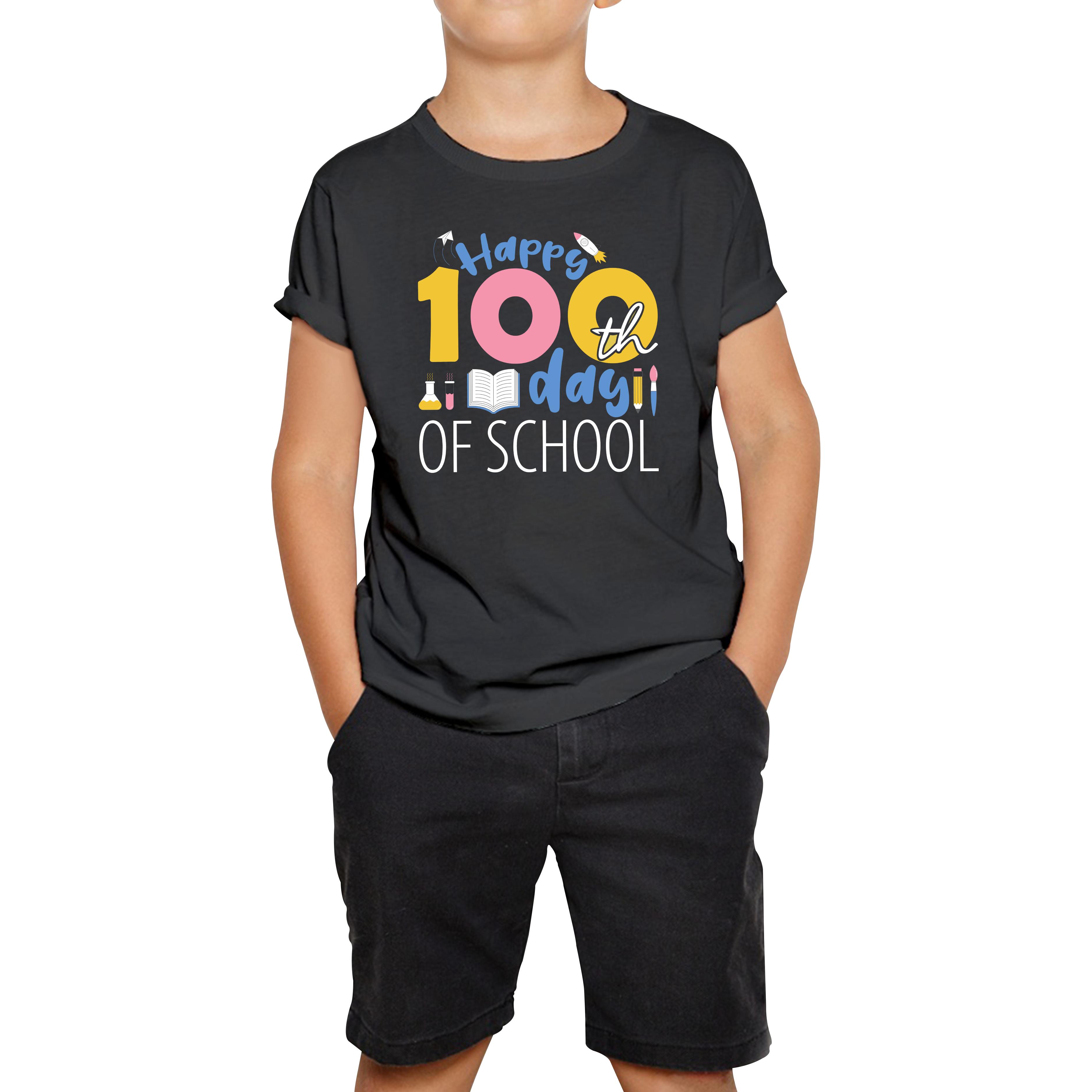 Happy 100th Day Of School Number Day Teacher Day World Book Day Maths Day Reading Lovers Kids Tee 120