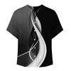 Women's loose printed stand collar short-sleeved cotton and linen top