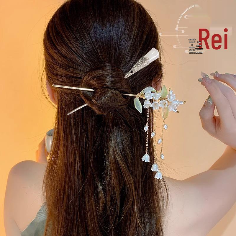 Chinesische High-End Quasten Haarnadel: Hanfu-Haaraccessoire im antiken Stil aus Holz