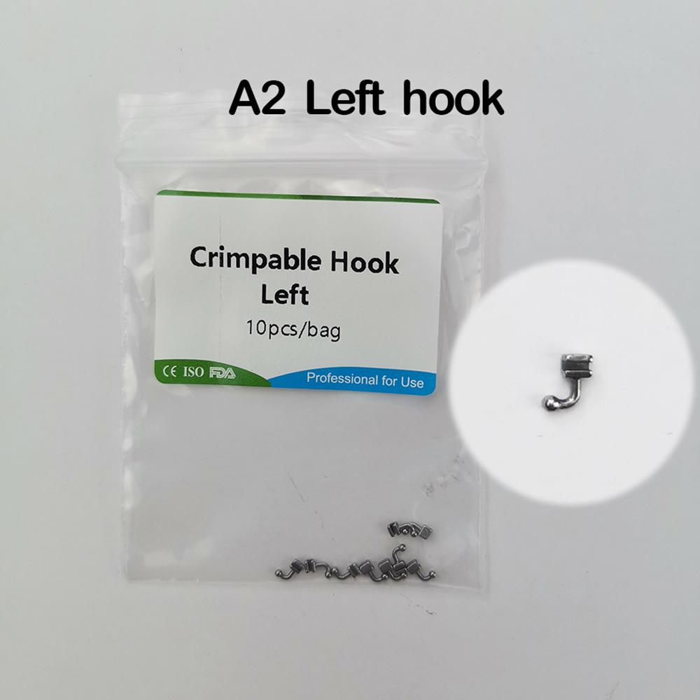50 Stk. Dental Schiebehaken Rechts/Links Kieferorthopädischer Crimpbarer Haken Dentalbefestigungen A2 Left gray