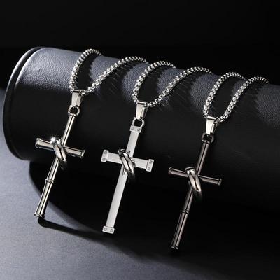 Collier pendentif croix unisexe - Style européen et américain, Bijou étudiant, Pendentif pour couples, Accessoire pour chaîne de pull