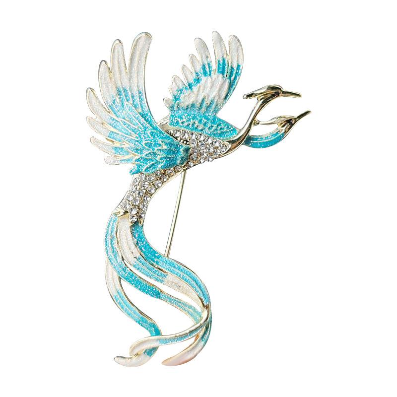Chinese Style Retro Enamel Brooch Colorful Phoenix Light Luxury Corsage Women's Pin Suit Jacket High-end Accessories
