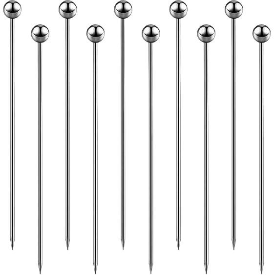 10 Pcs Metal Cocktail Picks, 4.17" Stainless Steel Reble Toothpicks Skewers for Drinks Garnish Martini Olive Appetizers Bar Accessories Gift
