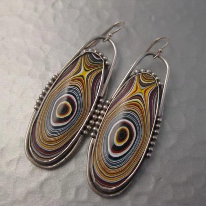 1Pair Retro Geometric Spiral Personalized Earrings European and American Tribal Ethnic Style Earrings Women's Jewelry