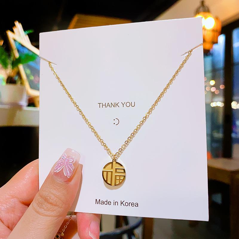 Luxury Full Zircon Red Crystal Pendant Necklace For Women Titanium Steel Girls Couple Lady Gift Fashion Jewelry
