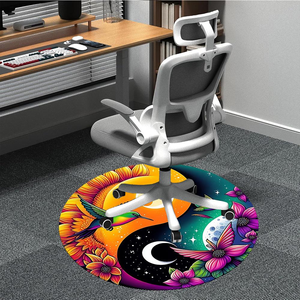 

1pc Yin Yang Symbol Chair Carpet for Office Non-Slip, Machine Washable Rug for Office - Holiday DecorMachine Made yy251029119 80cm by 80cm