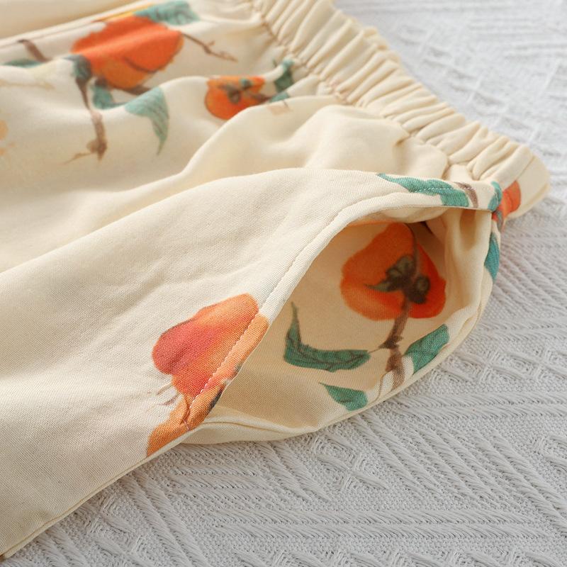 Spring / Summer Thin Chinese National Style Women's Pajamas Loose Bamboo Cotton Seven-quarter Sleeves Loungewear