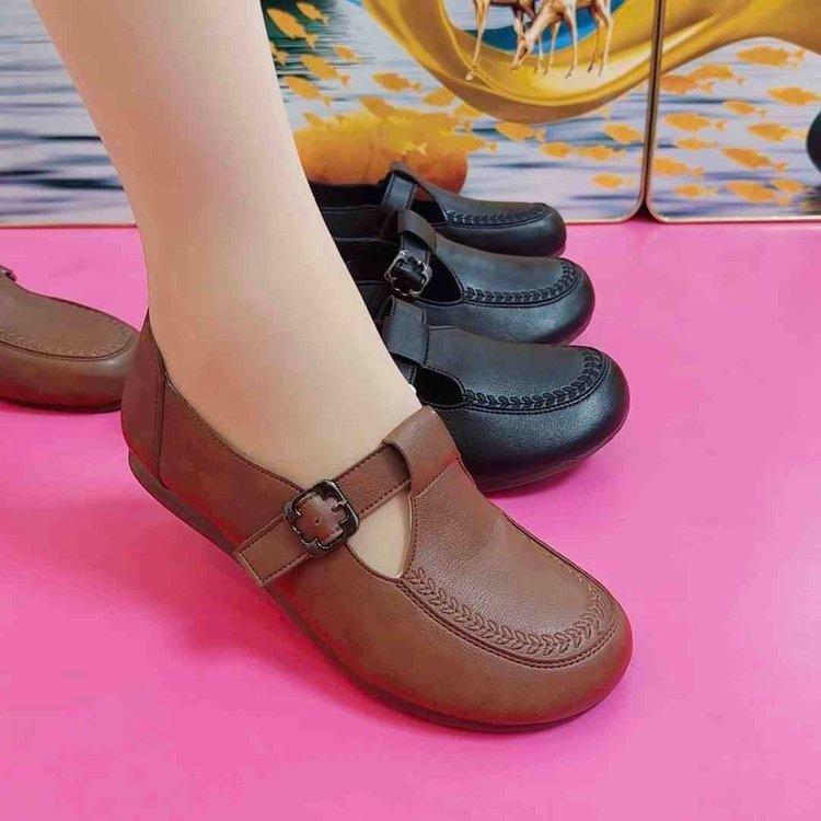 Retro Beef Tendon Soft-soled Shoes Autumn New Casual Flat Comfortable Leather Shoes Non-slip Breathable Single Shoes