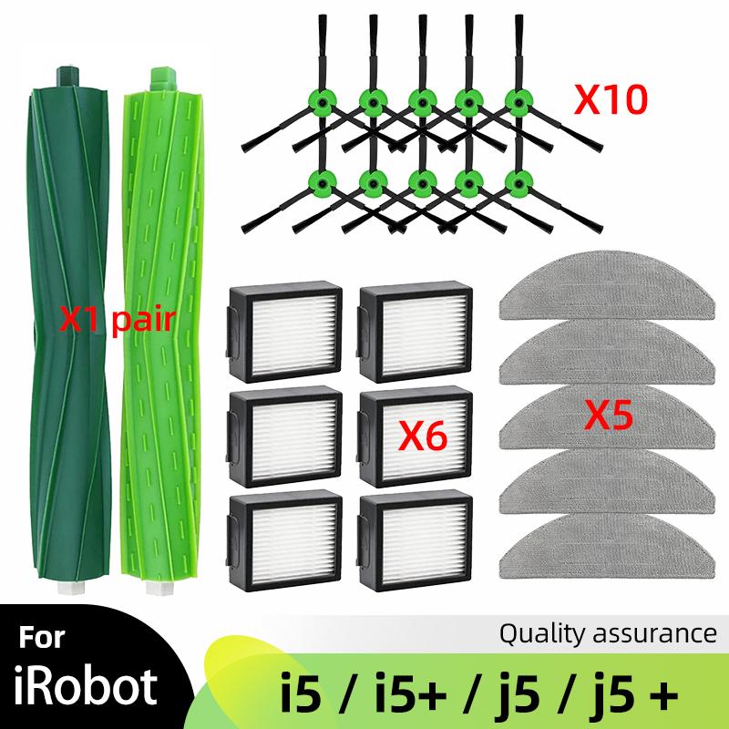 Fit For iRobot Roomba Combo J5, J5+ Plus, I5, I5+ Plus Replacement Spare Parts Roller Side Brush Mop Pads Hepa Filter Dust Bag
