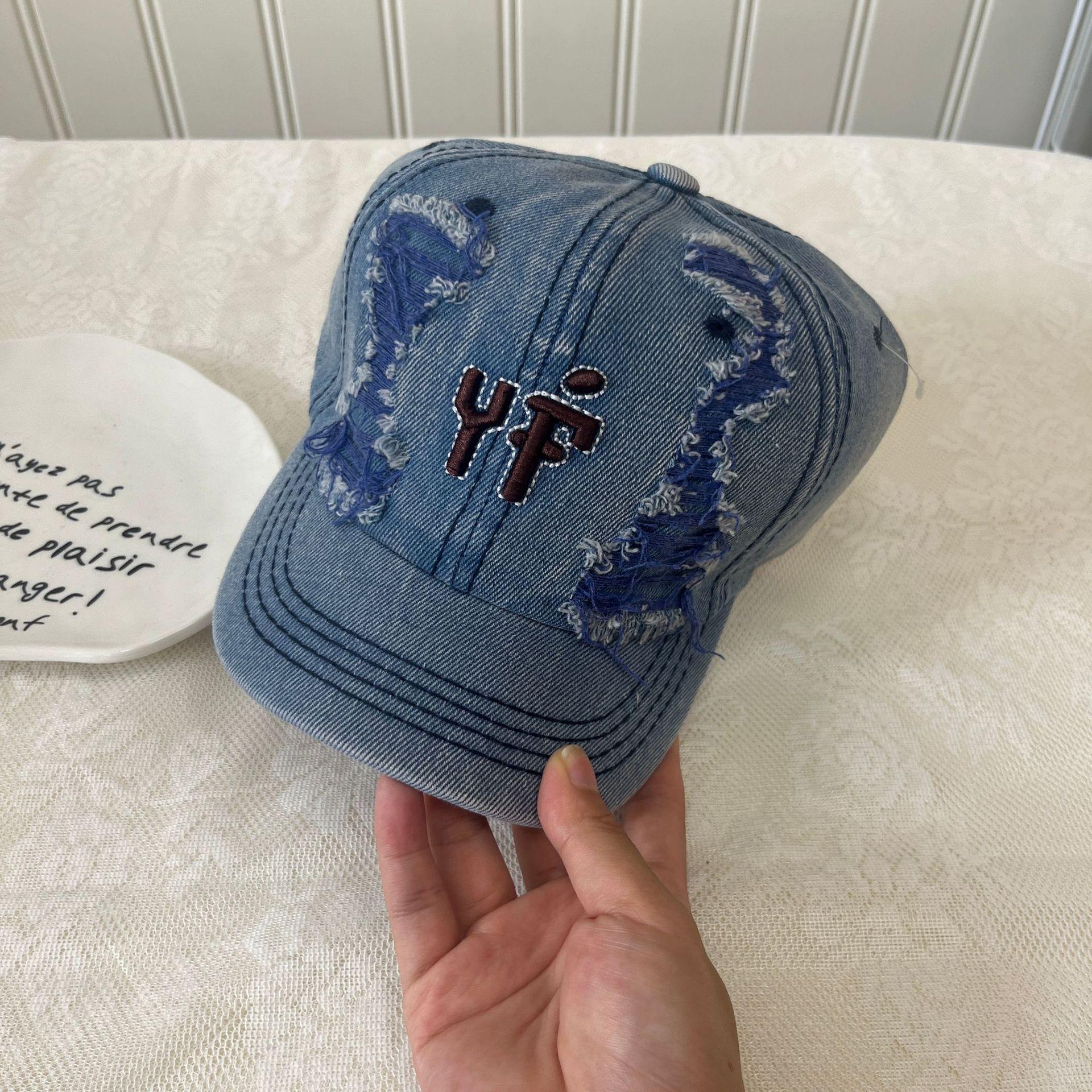 

Spring and Autumn Hat Women s Fashion Personality Washed Hole Baseball Cap Men s and Women s Street Cowboy Couple Cap M（56-58cm）