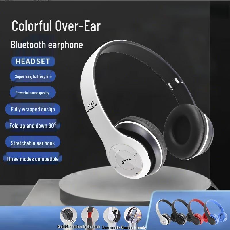 P47 Wireless Foldable Bluetooth 5.0 Headphones - High-Quality Stereo Sound
