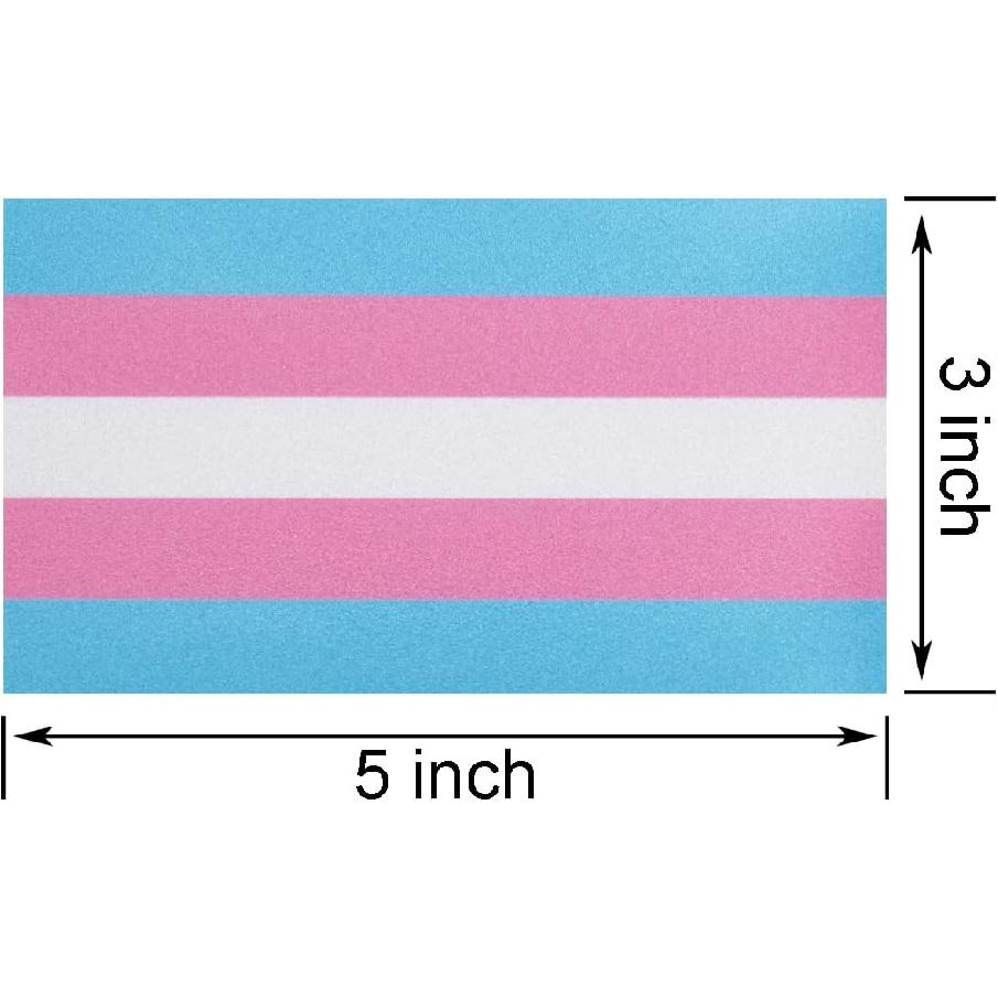 3 Pcs Transgender Rainbow Pride Flag Car Stickers, 3x5 Inches Transgender LGBTQ Flag Vinyl Decal for Outside of Car, Vehicles Car Window Bumper,