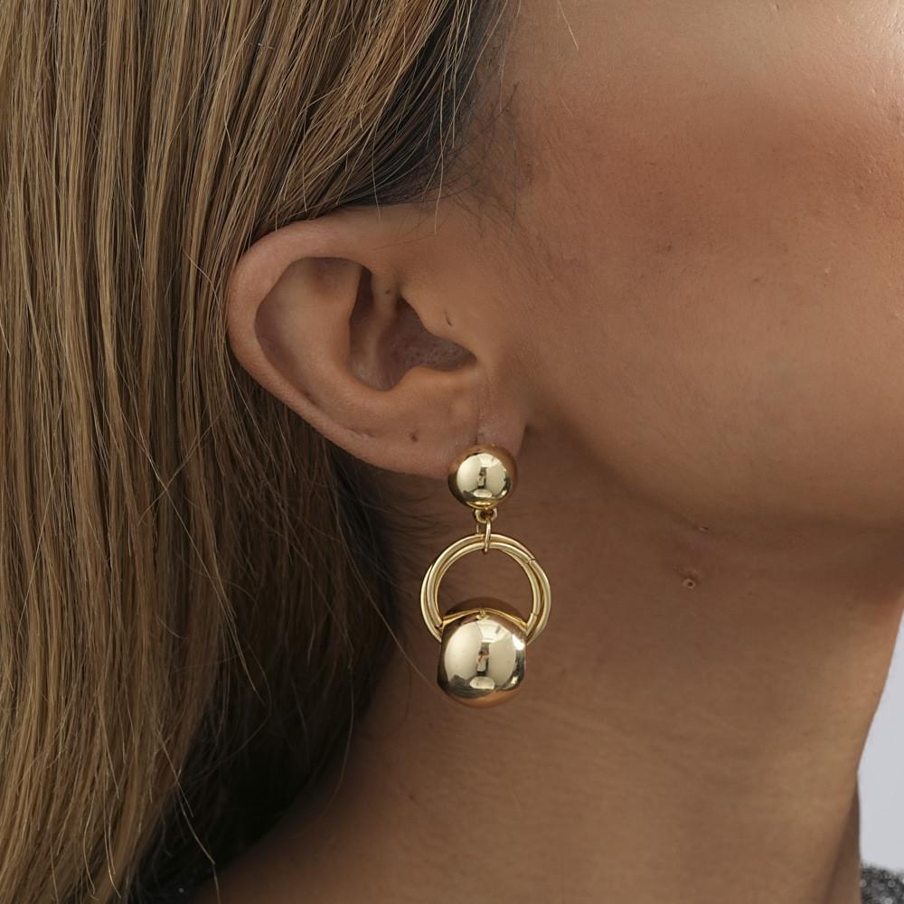 Plated Gold Elegant Geometric Earrings Trendy Circle Design For Fashionable Women