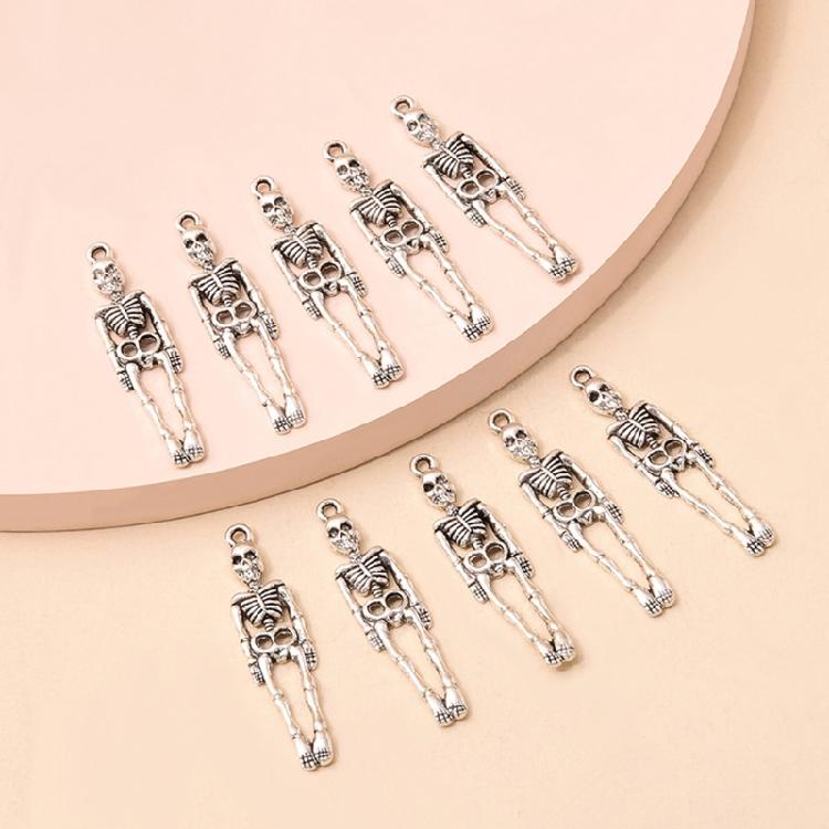 10x Silver Skeleton Halloween Jewelry Making Accessory for DIY Necklace Bracelet