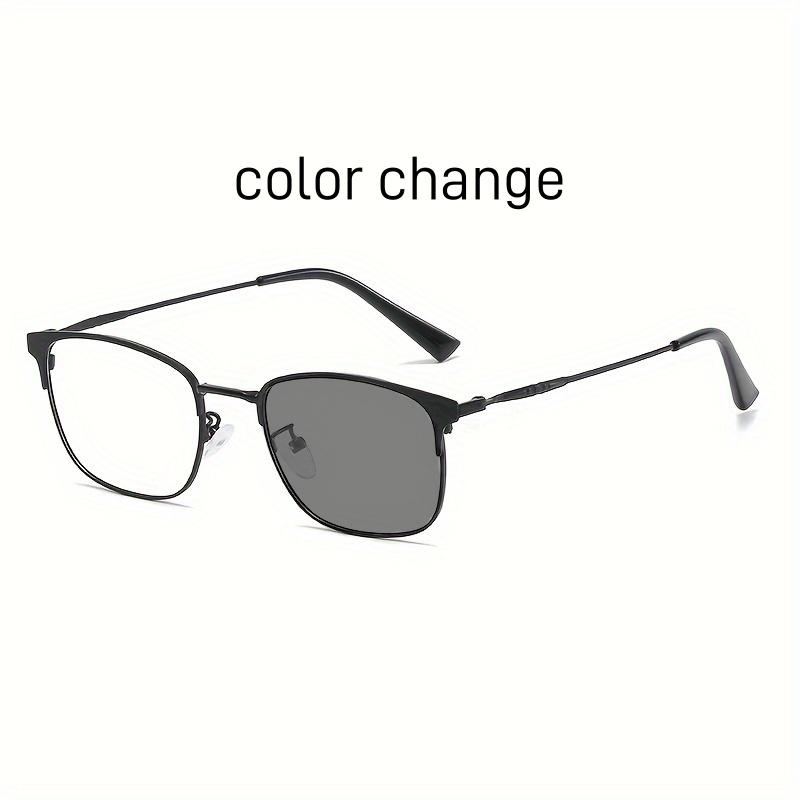 1pcs Retro color changing glasses metal square frames unisex fashionable versatile eyewear trendy accessory