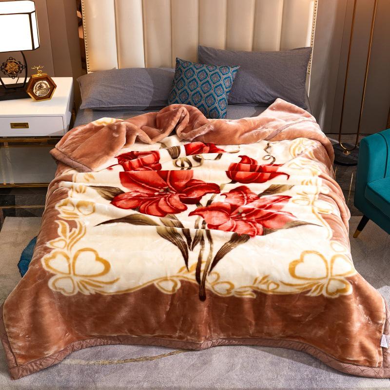 Double-Layer Thickened Raschel Blanket - Super Soft Anti-Static Fleece for Autumn/Winter, Perfect Wedding Gift.