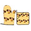 Cheburashka Oven Mitts and Pot Holder Sets of 2 for Baking Kitchen Cooking Grilling Resistant Non-Slip Gloves