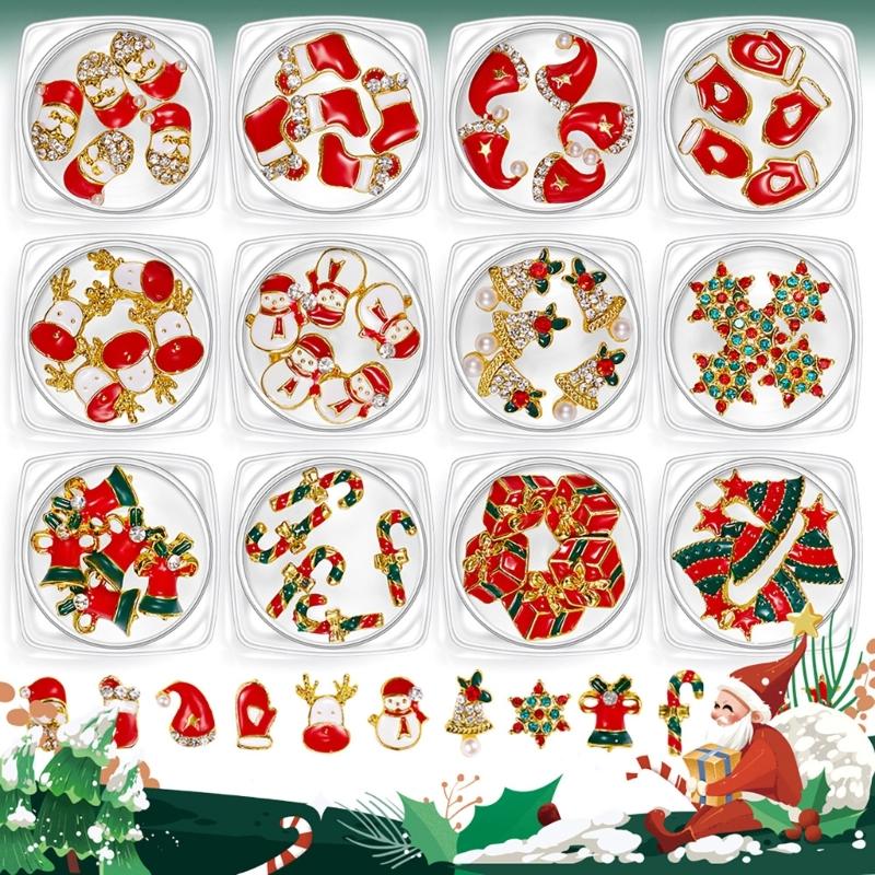 Christmas Nail Charms Lovely Snowman Nails Art Charms Nail Supplies Santa Claus Nails Art Decorations for Women Girls
