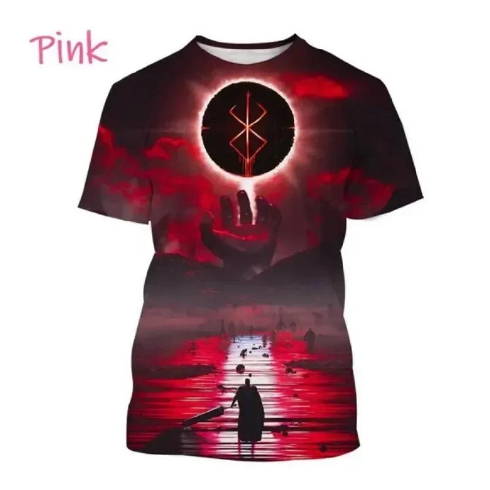 Anime Berserker 3D Printing  Anime Casual Street Style Hip Hop Short Sleeve Man