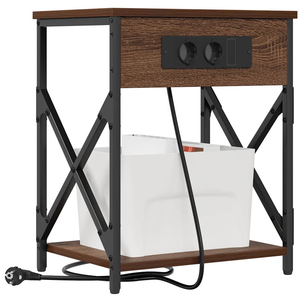 Nightstand Brown Oak Effect 41 X 31 X 51 Cm Engineered Wood