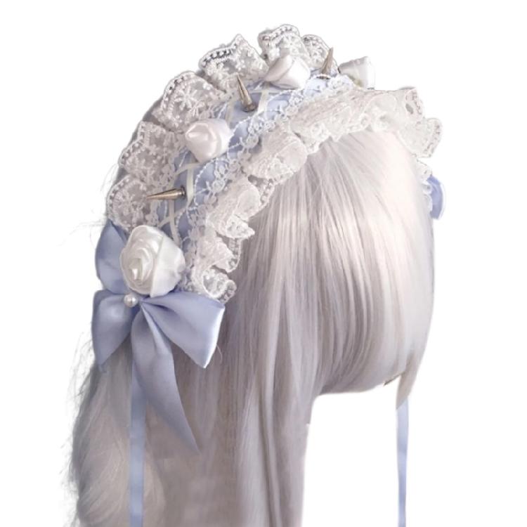 Punk Rock Rivet Headwear Cool Bowknot Hair Hoop with Spikes Decors for Music Festivals and Nightclubs