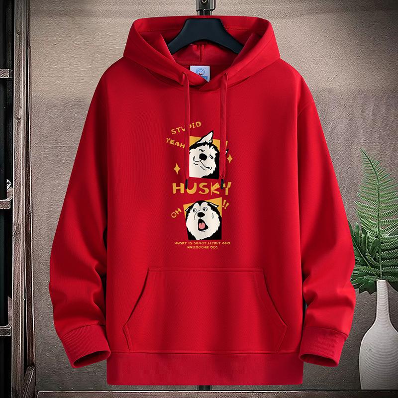Cute Dog Pattern Mens Hooded Hoodie Sportshirt Plus Size Boys Pullovers M-5XL