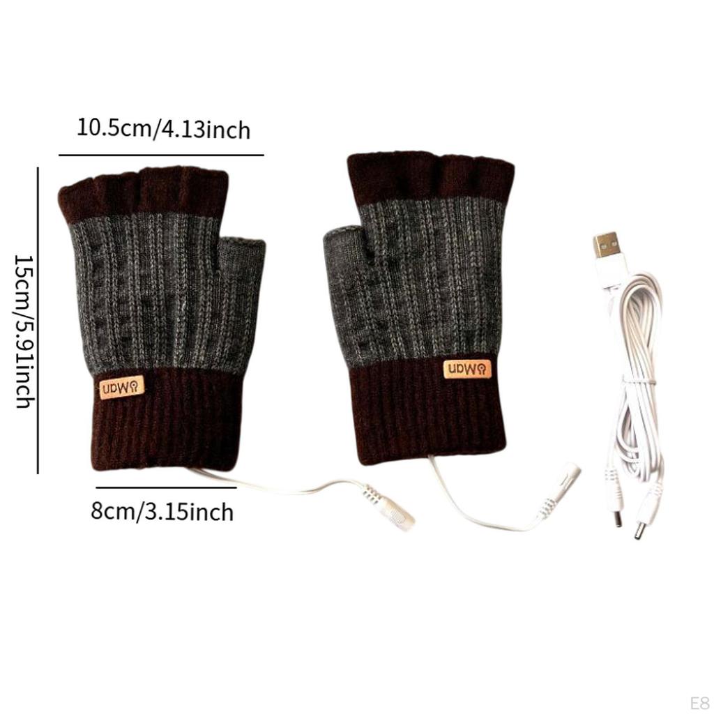 USB Heated Gloves Cold Weather Fingerless for Gaming Computer Work Typing Laptop