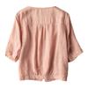 Leichte Retro-Bluse für Damen mit V-Ausschnitt, locker, aus Leinen-Baumwolle, mit Knöpfen
