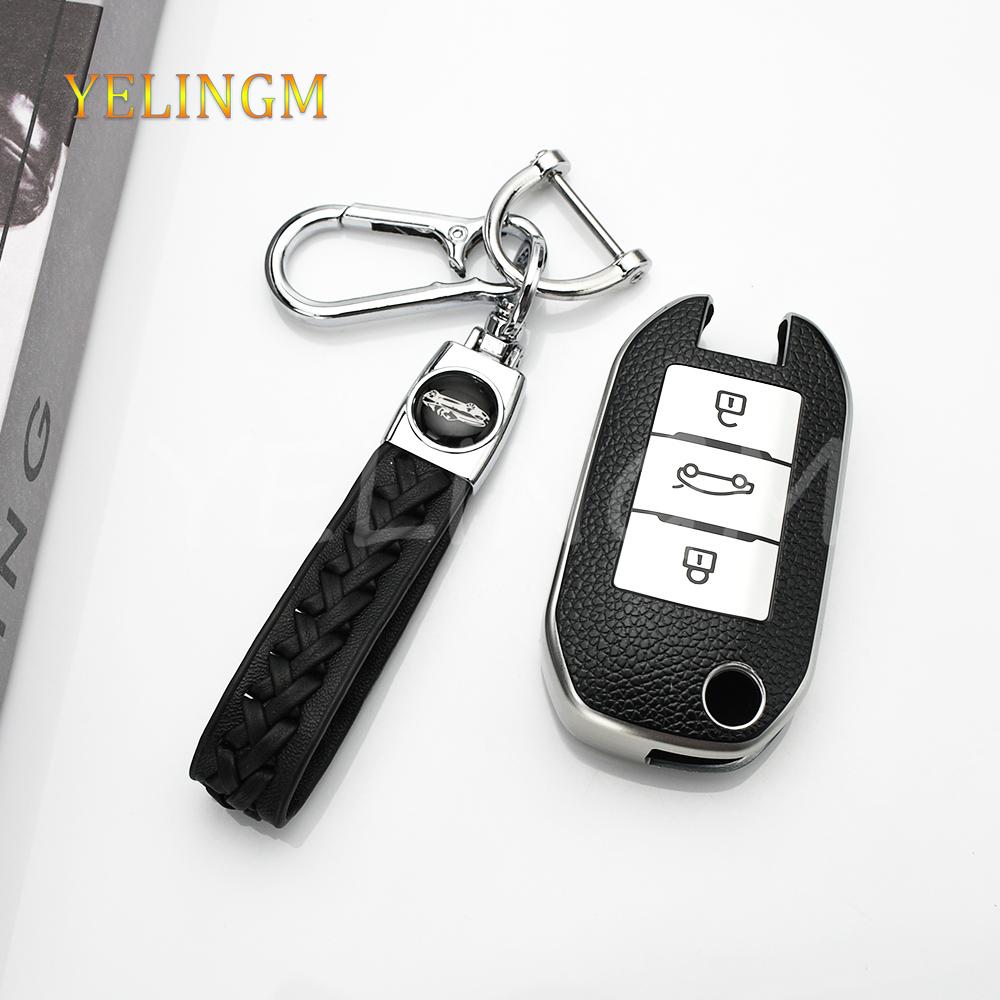 Car Key Case For Citroen C3 C5 Cactus Berlingo For Peugeot 3008 2008 208 508 408 308 T9 4008 5008 Keychain Car Accessories