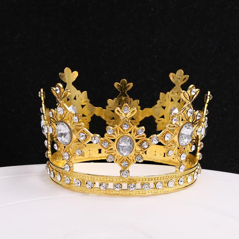 Round Metal Crown Small Diadem Children Circle Birthday Party Cake Baking Decoration Ornaments Tiaras Wedding Hair Jewelry Gift