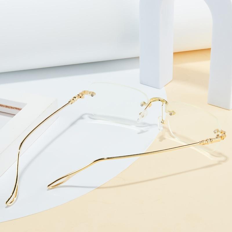 Men's Metal Frameless Sunglasses Square Retro Metal Bracket Small Frame Trimmed Y2K Sunglasses Trendy Street Photography