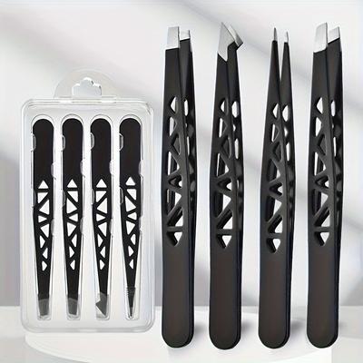 4-teiliges professionelles Pinzetten-Set Perfekt für Augenbrauenhaarentfernung Falsche Wimpern Pinzette Make-up-Werkzeug