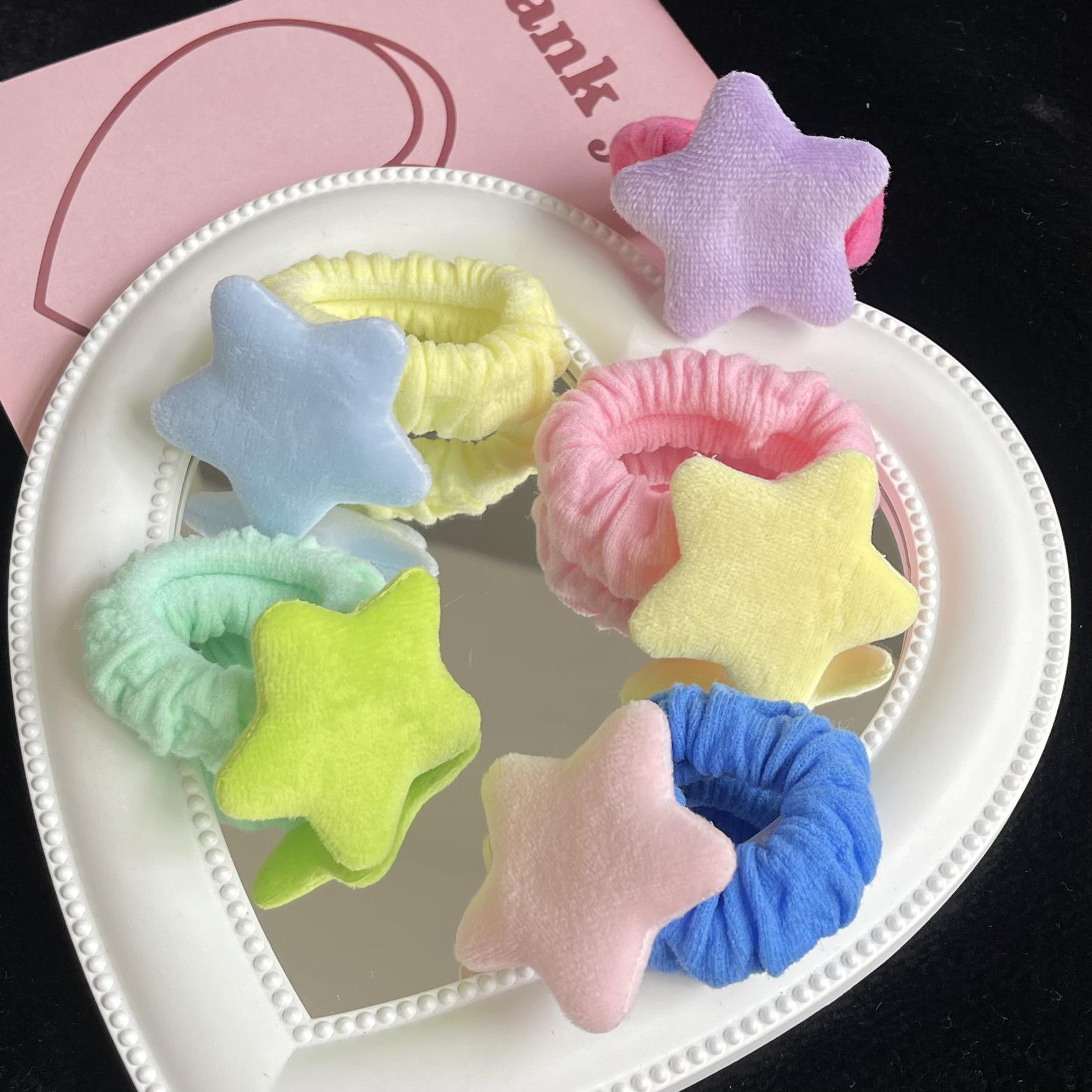 

Girly Colorful Plush Star Hair Tie - Pink Five-Pointed Star Ponytail Accessory зірка/фіолетовий