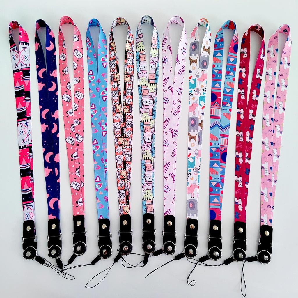 Cartoon Phone Lanyard with Heat Transfer Webbing, Mine Buckle, and Name Tag Holder for Work ID