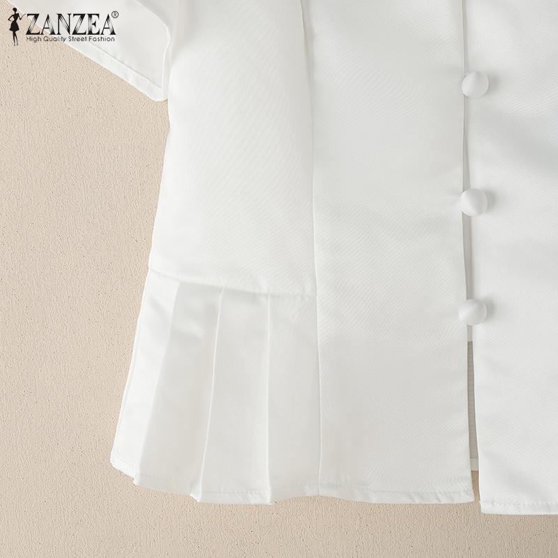 ZANZEA Women Casual V-neck Summer Short Sleeve Slim Blouse