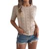 QICED Spring and Summer Casual Solid-color Cut-out Short-sleeved Knitted Top for Vacation Women's Wear