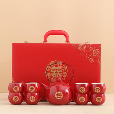 Jin Shuangxi-Hebebalken-Kanne, Teeservice, Hochzeitsteetasse, Modifikation mit rotem Mund, Hochzeitsbedarf