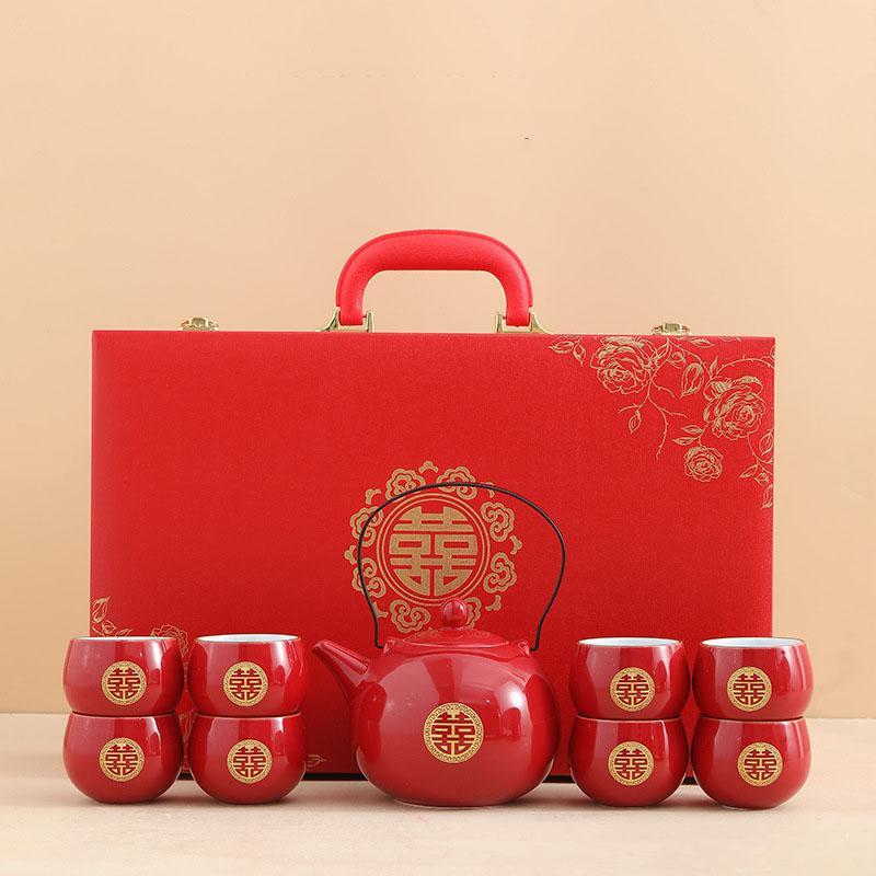 

Чайный сервиз Jin Shuangxi-Lifting Beam Pot, свадебная чайная чашка, модификация Red Mouth, свадебные принадлежности