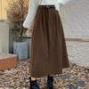Women Skirt High Waist A-Line Large Hem Design Midi Skirt Solid Color Autumn Winter Draped Skirt Daily Wear