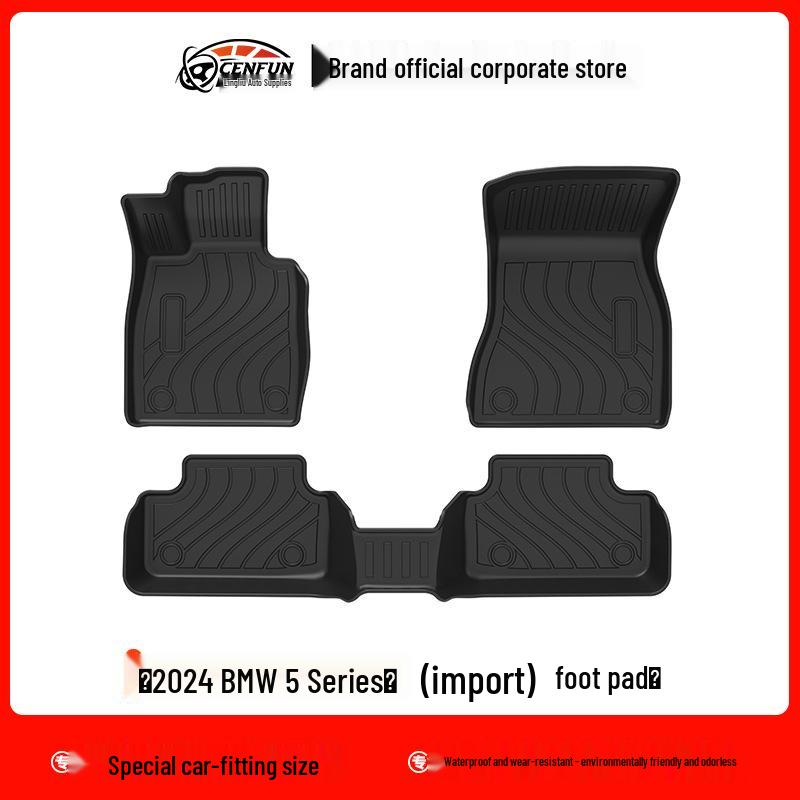 Compatible TPE Trunk Mat for 2024 BMW 5 Series: Eco-Friendly, Waterproof, Wear-Resistant, Carbon Fiber Pattern.