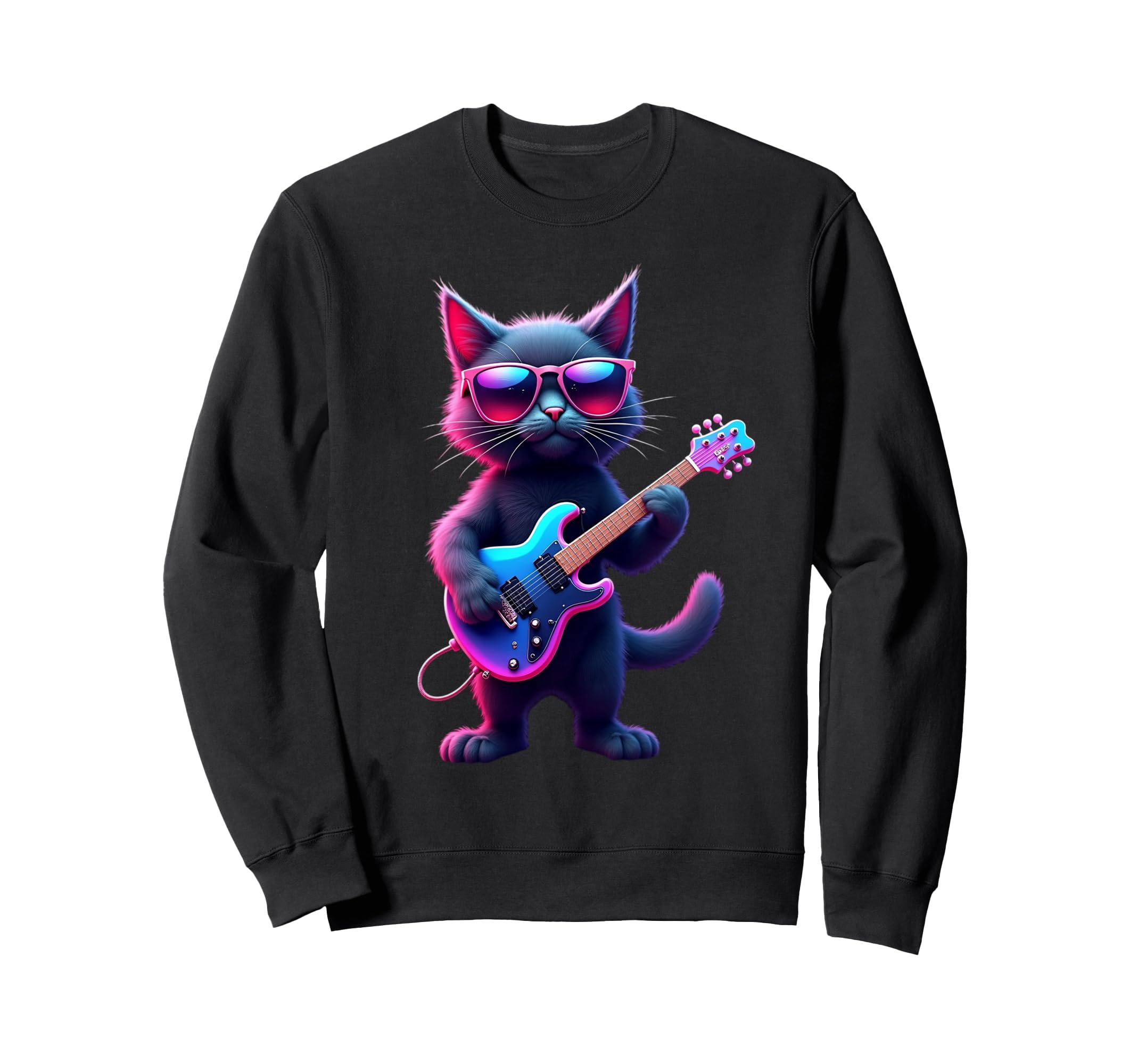 

Rock Cat with Guitar and Sunglasses Cat Music Cat Electric Guitar Rock Cats Sweatshirt
