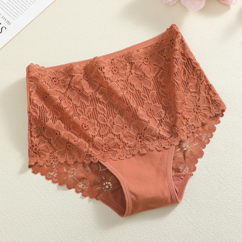 S-XXL Women Mid-Rise Lace Panties Sexy Solid Color Lace Trim Underwear Female Luxury Hollow Out Briefs Cozy Breathable Lingerie