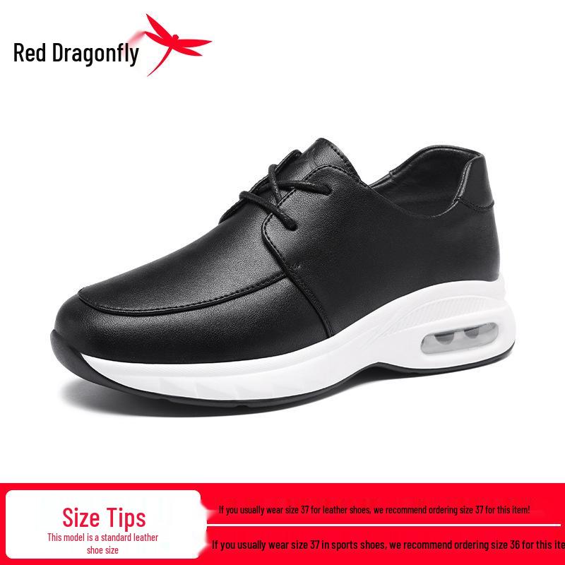 Red Dragonfly Genuine Leather Women's Casual Sports Shoes for Autumn - Ideal for Middle-Aged and Elderly Mothers