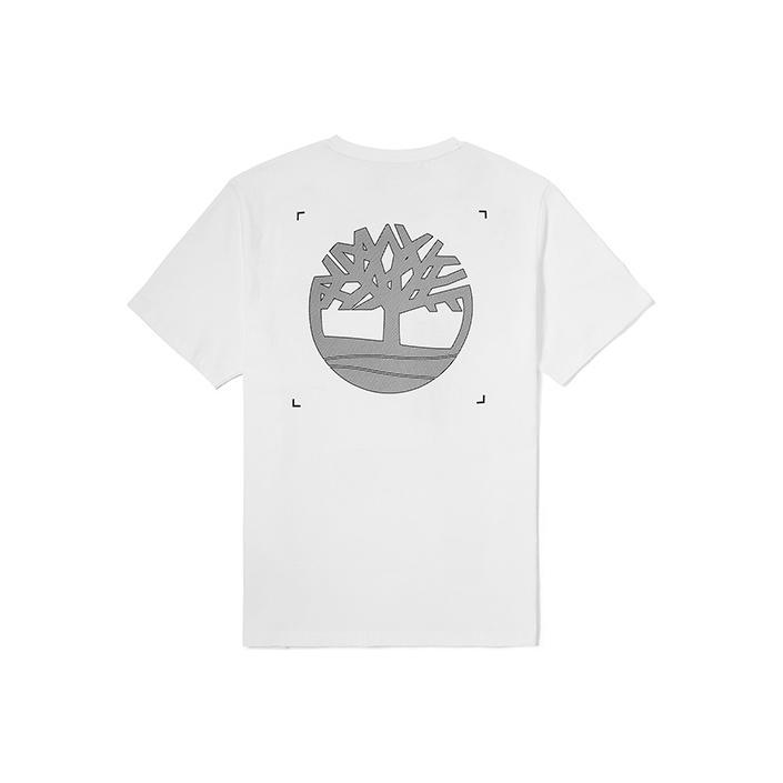 Timberland Logo Print Crew Neck Short Sleeve T-Shirt Men tops White A2D6D-100 L