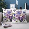 1 Pieces Purple Flowers Roses Butterflies Printed Pillowcase Polyester pillowcase, sofa decorative cushion cov Headboard Pillow