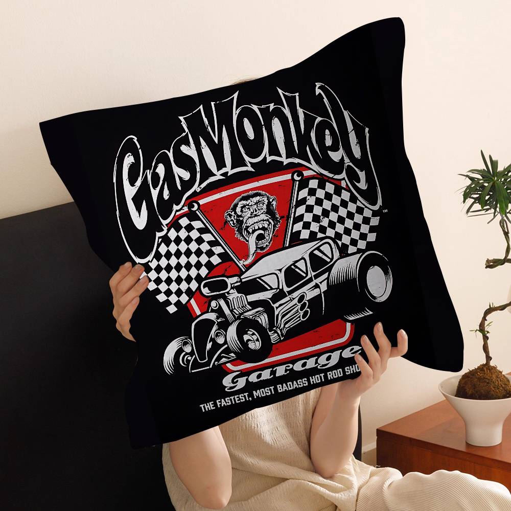 Gas Monkey Garage Logo Personalized Pillow Cover Kids Bedroom Wild Party Decor Pillowcase Kid Birthday Shower Gift