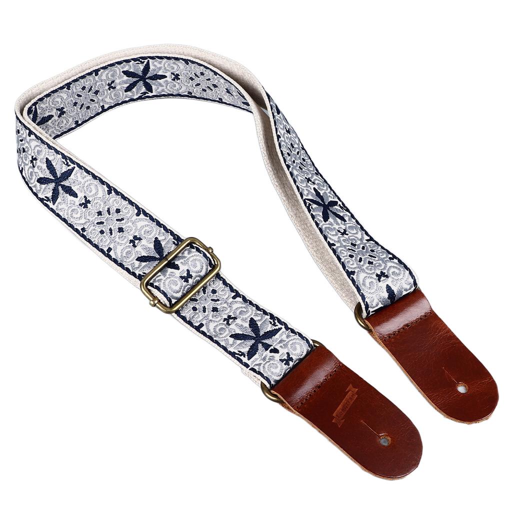 Embroidered Ukulele Strap Ethnic Style Adjustable Length Nylon Leather Comfortable Fit Ukulele