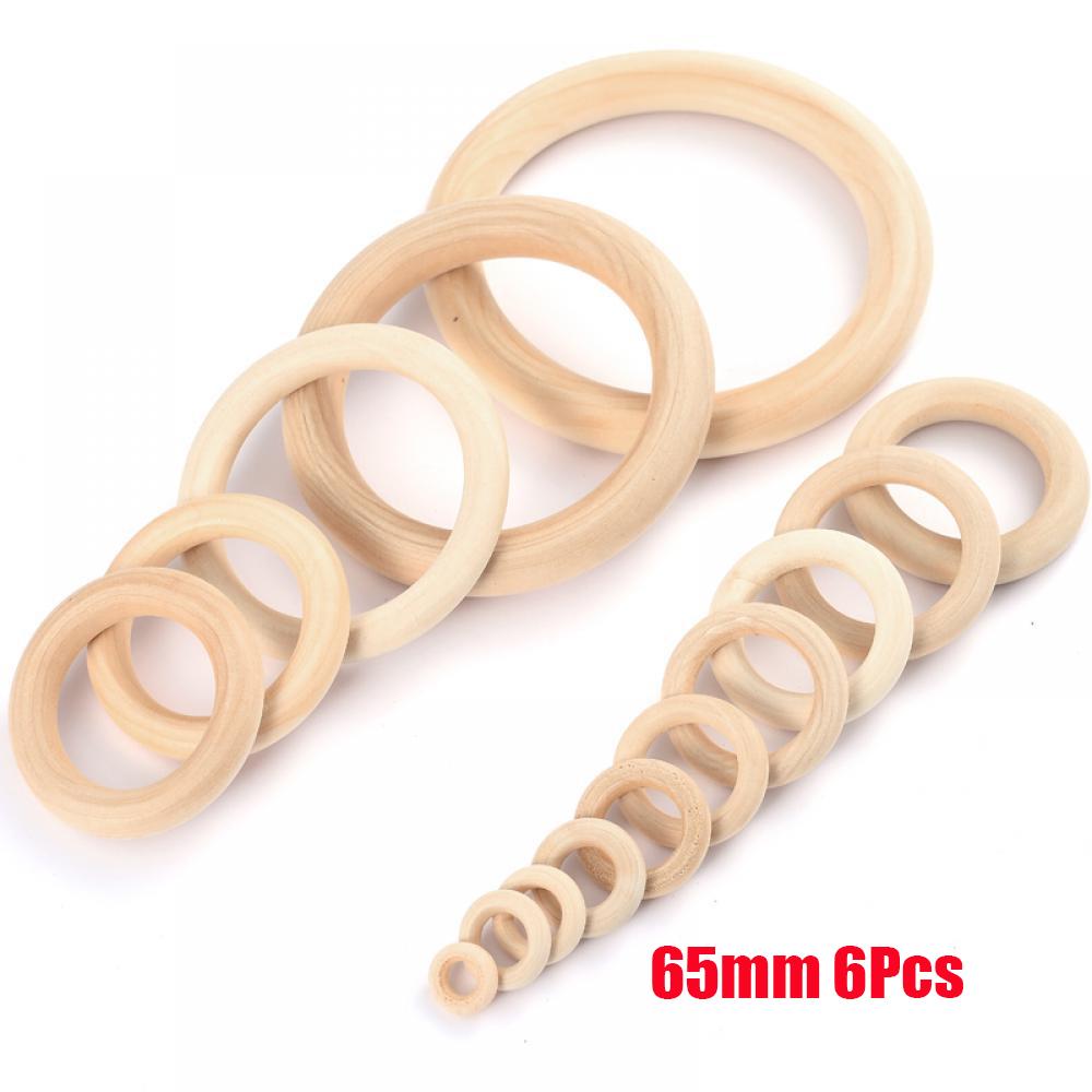 12-125mm Wooden Rings Teether Handmade Baby Natural Maple Wooden Teething Rings for Necklace Bracelet DIY Crafts Wood Teether