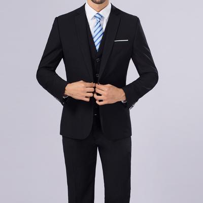 Two-button Groomsmen Korean Men's Casual Business Formal Three-piece Slim Suit Plus Size